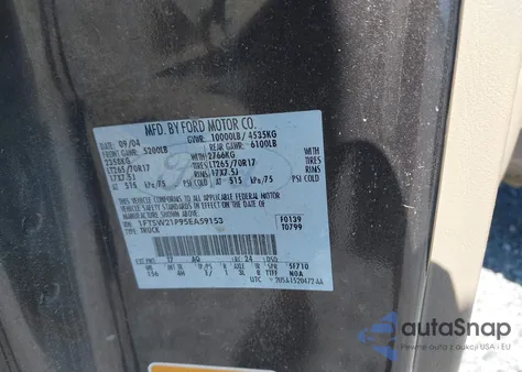 2005 Ford F-250 Lariat/Xl/Xlt из США, поврежденный, VIN 1FTSW21P95EA59153